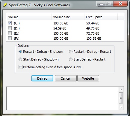 Screenshot of SpeeDefrag